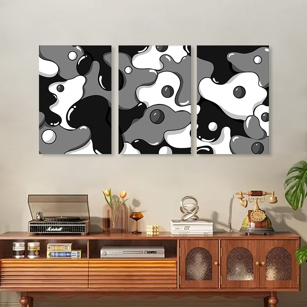 Creative Pattern Design,Triple Frameless Canvas Painting.
