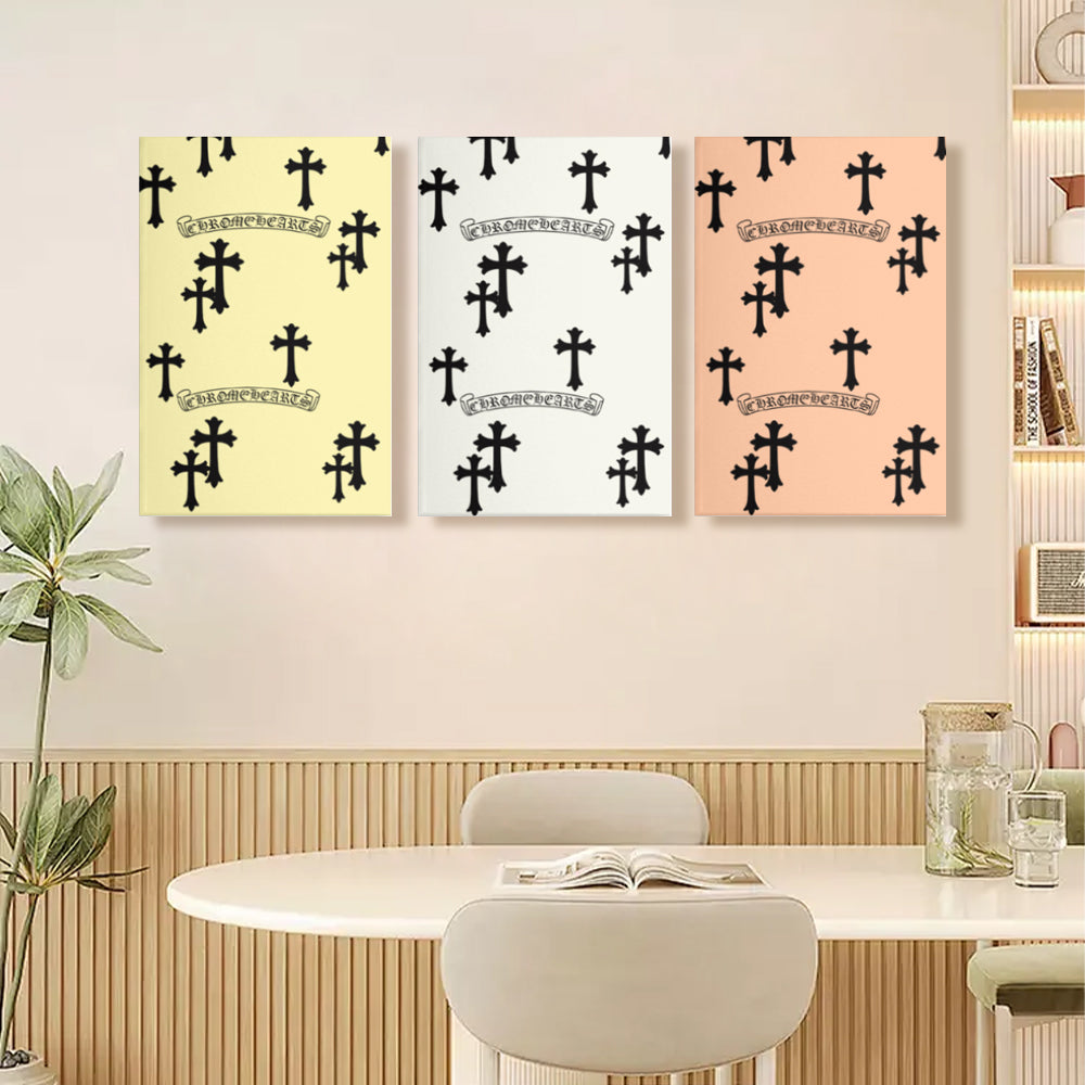 Cross Creative Pattern,Triple Frameless Canvas Painting