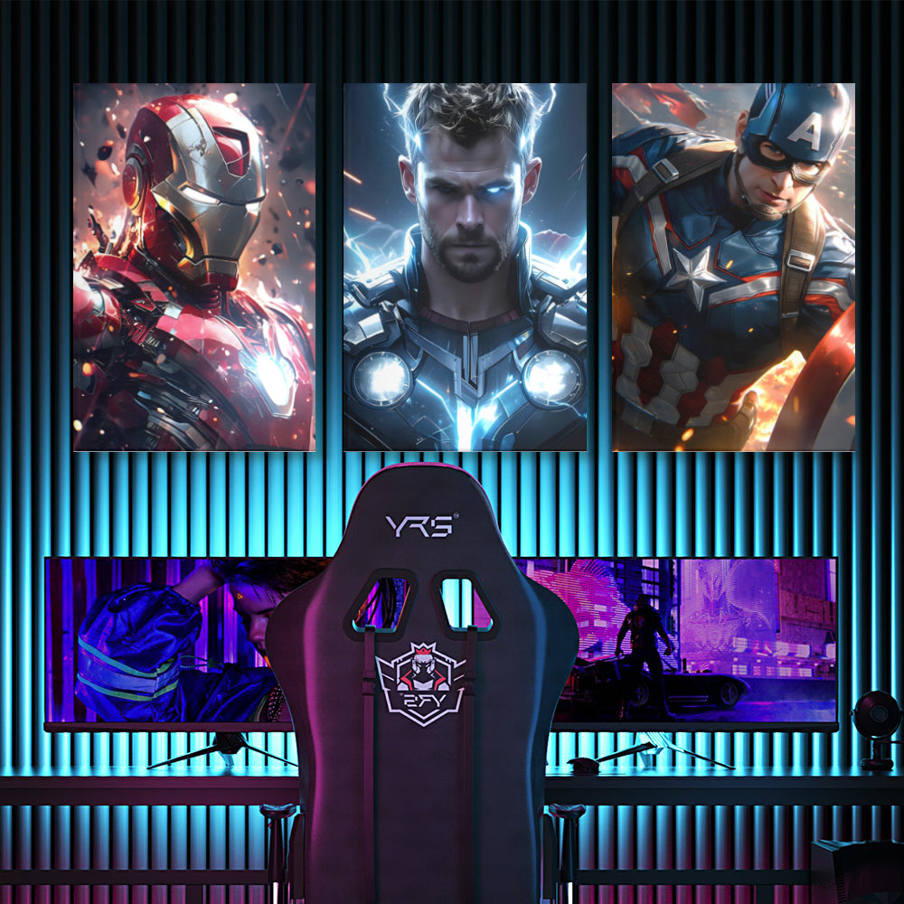 Cool Character Pattern,Triple Frameless Canvas Painting.