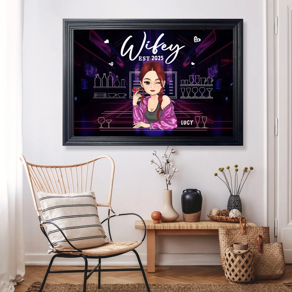 Husband Wife Bar - Personalized Horizontal Frame Simple Decorative Canvas Painting