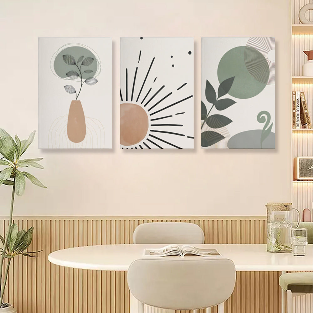 Bohemian Style Abstract Painting,Triple Frameless Canvas Painting