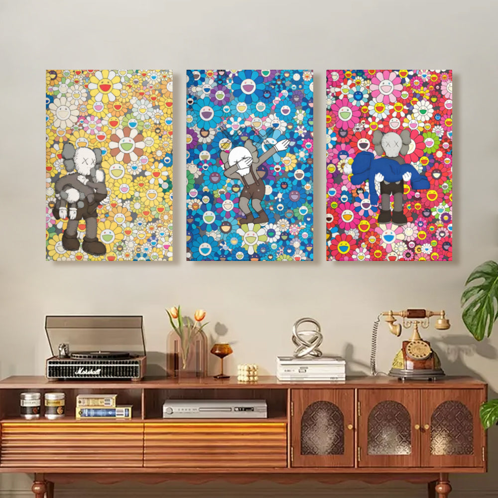 Sunflower Bear Fashion Brand,Triple Frameless Canvas Painting