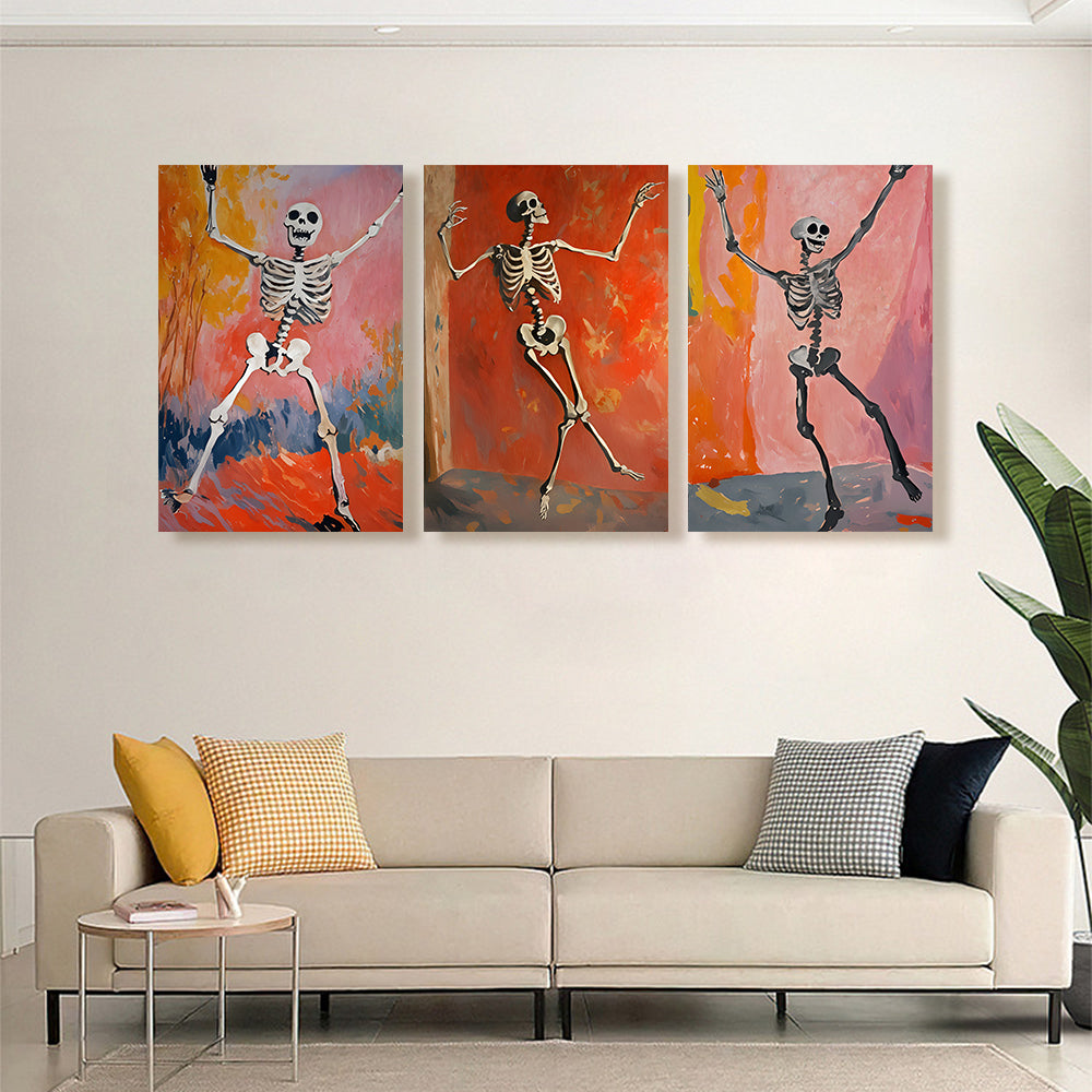 Skull Creative Pattern,Triple Frameless Canvas Painting.