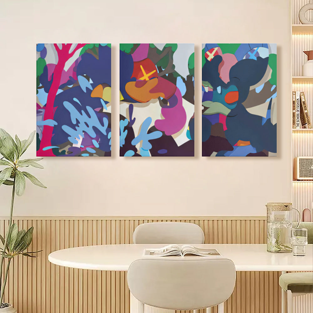 Creative Graffiti Pattern Design,Triple Frameless Canvas Painting