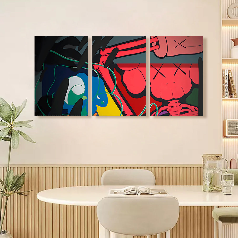 Colorful Bear Funny Creative,Triple Frameless Canvas Painting