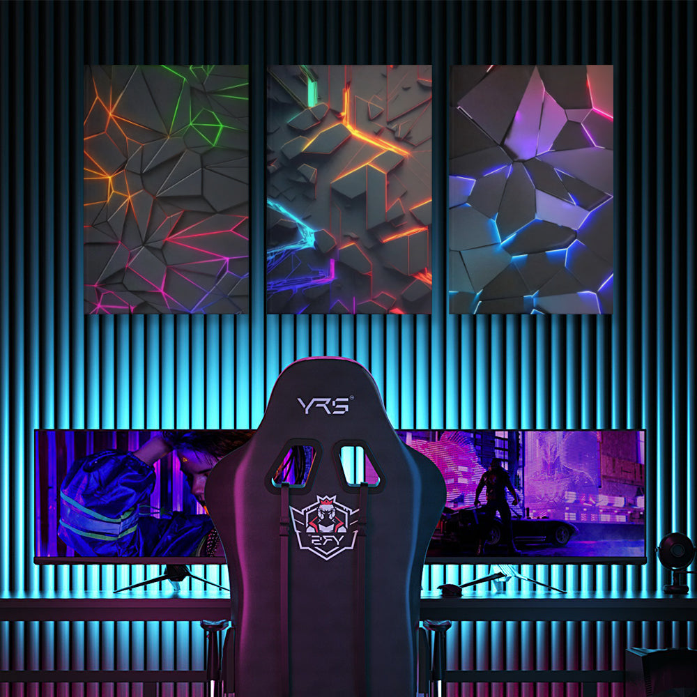 Technology cool creative pattern,Triple Frameless Canvas Painting.