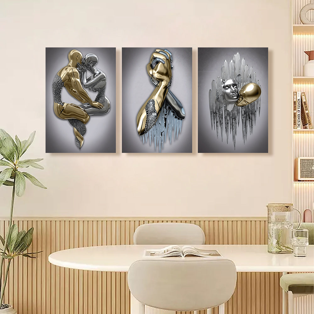 Abstract Creative Design,Triple Frameless Canvas Painting