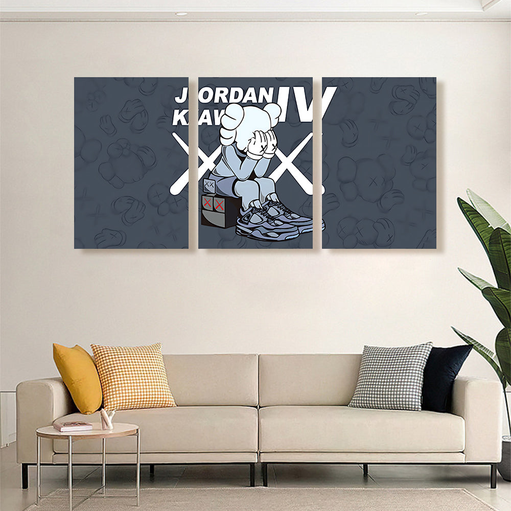 Bear Covering Face Funny Creative,Triple Frameless Canvas Painting