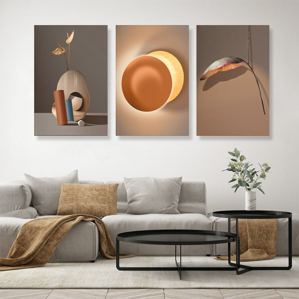 Modern Minimalist Style,Triple Frameless Canvas Painting.