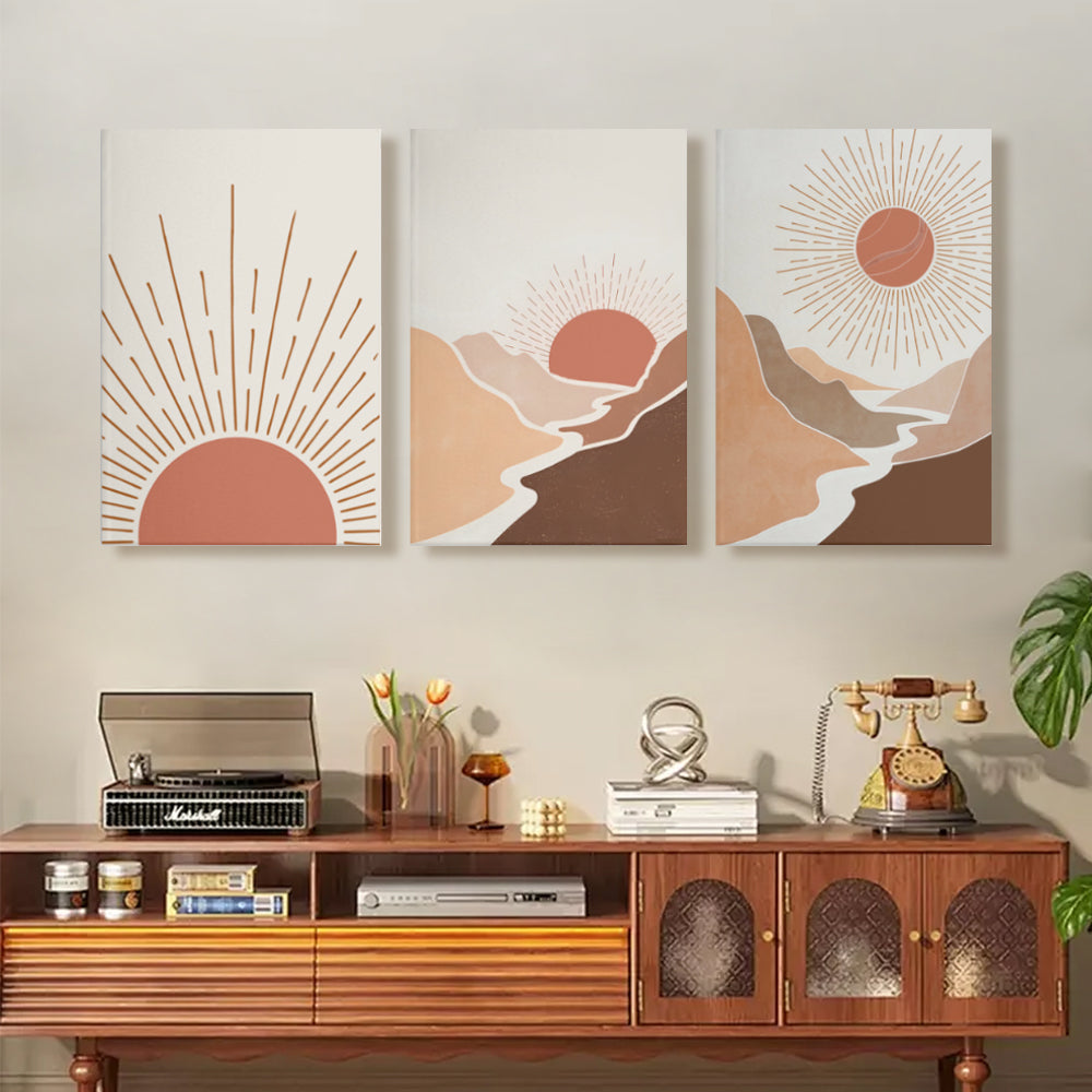 Sunrise Creative Design,Triple Frameless Canvas Painting