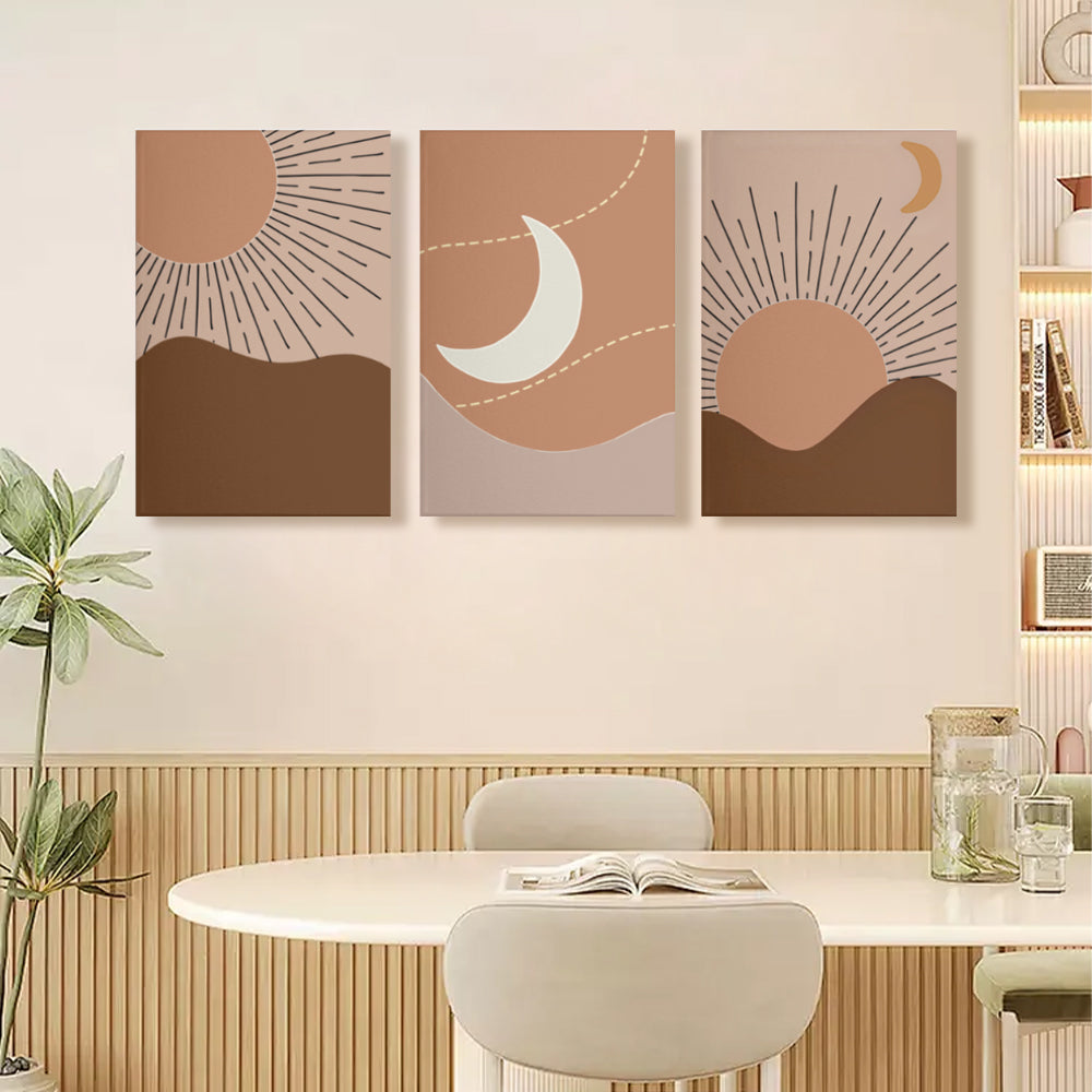 Bohemian Style Landscape Ideas,Triple Frameless Canvas Painting