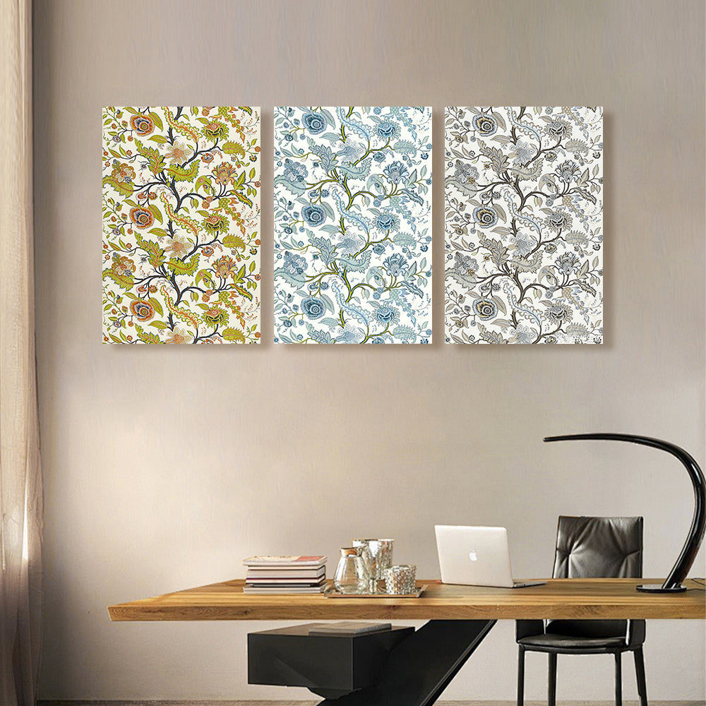 Simple Flower Pattern,Triple Frameless Canvas Painting.