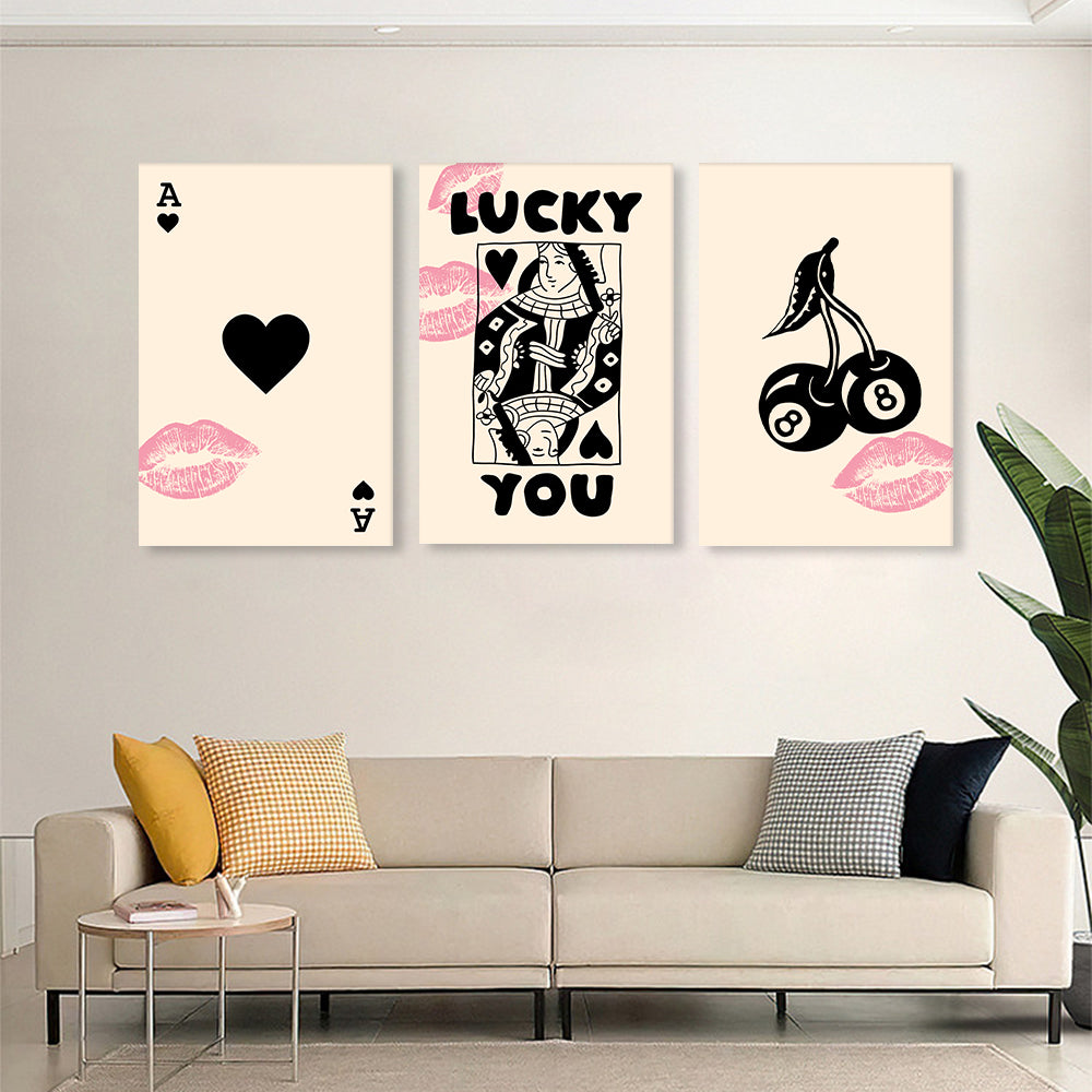 Playing Cards Creative Design,Triple Frameless Canvas Painting