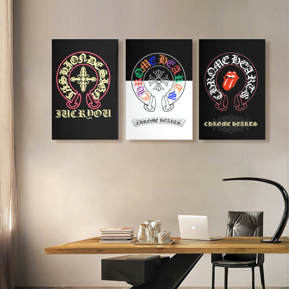 Funny Creative Pattern,Triple Frameless Canvas Painting