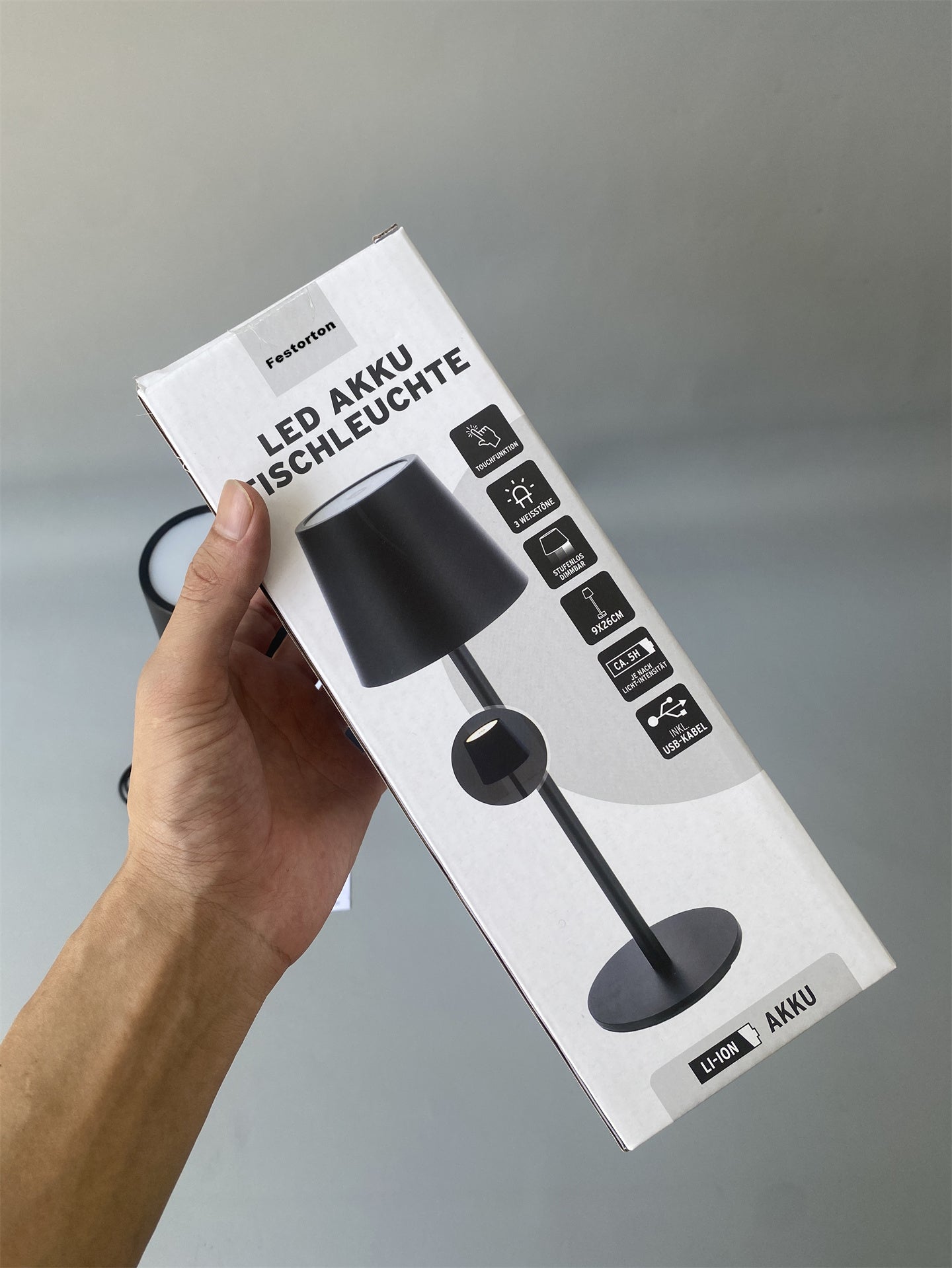 Festorton Table Lamp, Portable LED Desk Lamps, 3 Color Stepless Dimming Up