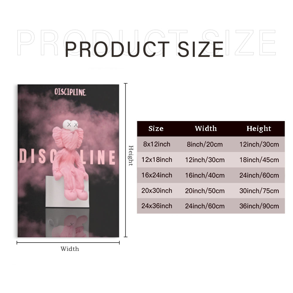 Pink Bear Creative Pattern Design,Triple Frameless Canvas Painting.