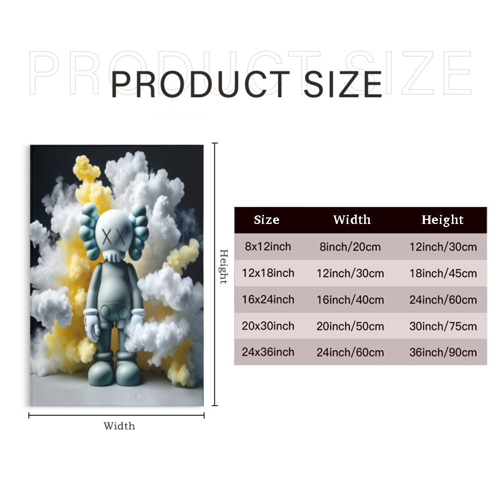 Colorful Cloud Bear Creative Pattern Design,Triple Frameless Canvas Painting