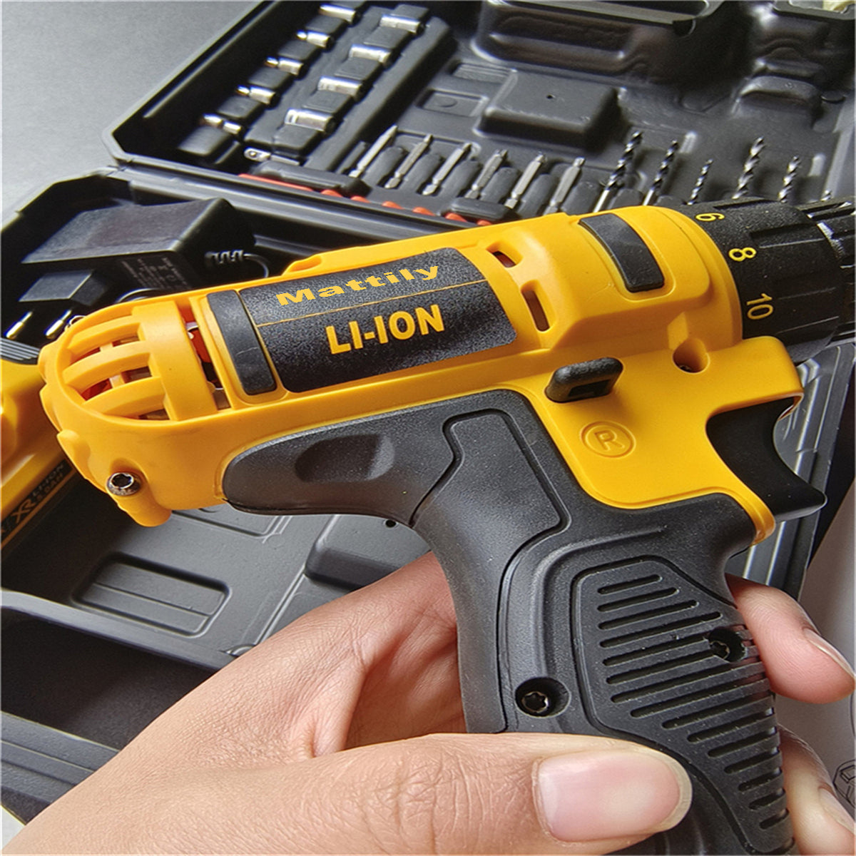 Mattily Cordless Drill, 21V 3 in1 Electric Power Drill Set with Brushless Motor, 1280RPM Stepless Speed Control Electric Drill Kit for Both Home Outdoor Projects