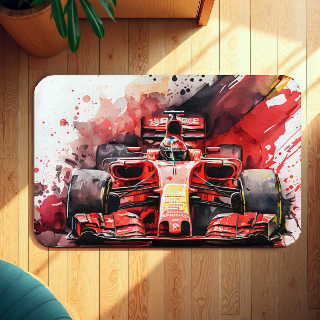 Racing Car Creative Illustration, Rectangular Non-Slip Soft And Comfortable Floormat