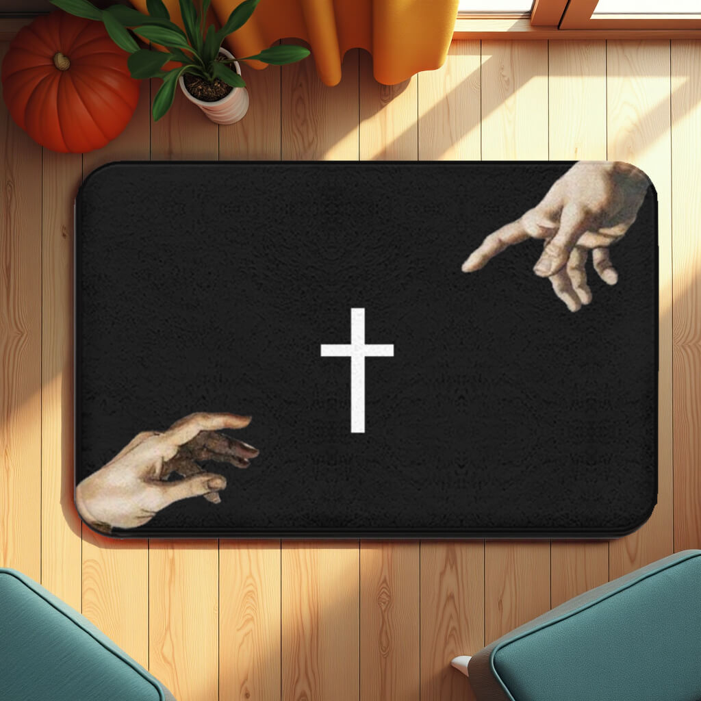 Cross Jesus Pattern, Rectangular Non-Slip Soft And Comfortable Floormat
