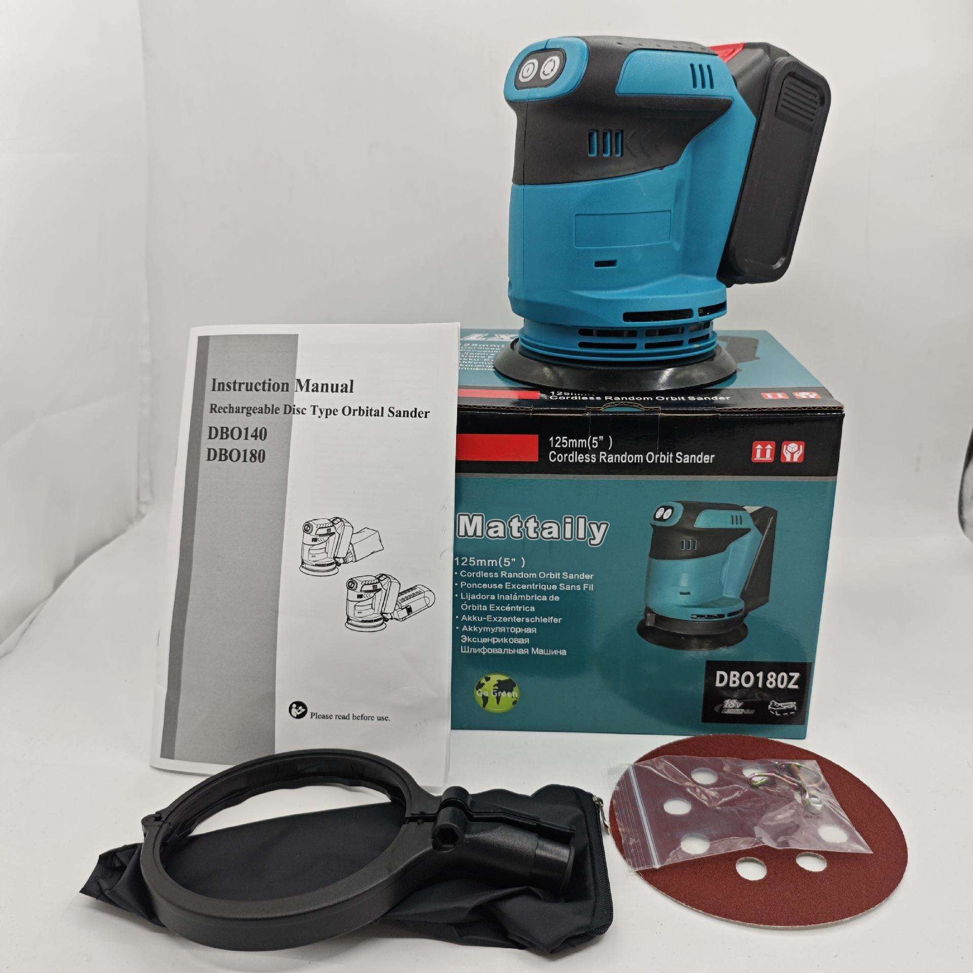 Mattily Random Orbit Sander, 5'' Cordless Orbital Sander, Brushless Palm Sander Fit for Makita 18V Battery & Others, 6 Speed Max. 24000RPM, Hook & Loop, Dust Collector