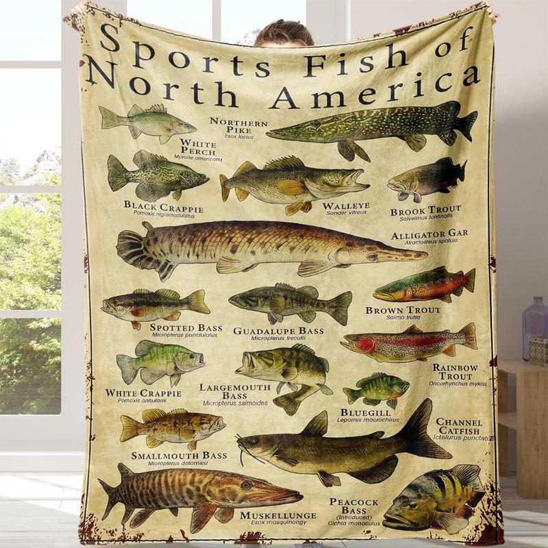 Sports Fish Pattern Soft Comfortable Warm Throw Napping Blankets