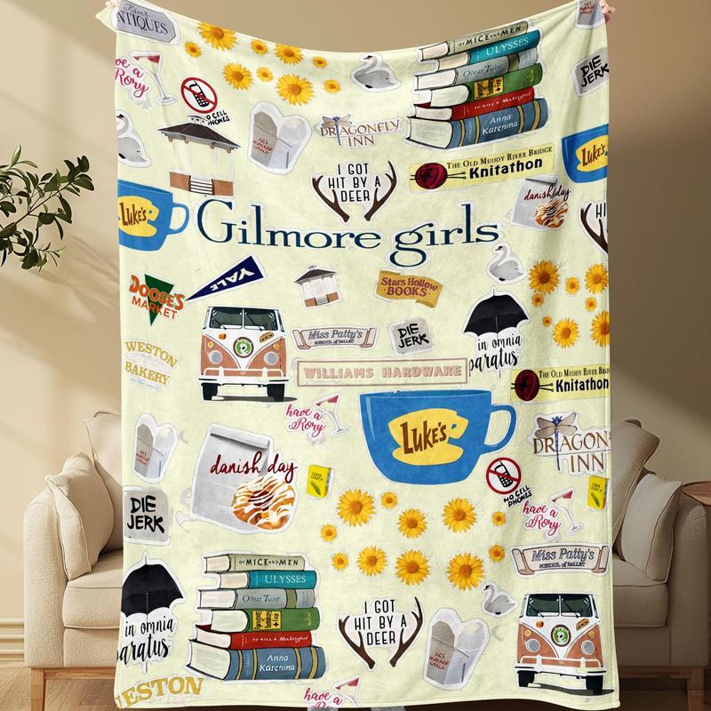Gilmore Girls Theme Cartoon Pattern Napping Flannel Blanket Soft Comfortable Throw
