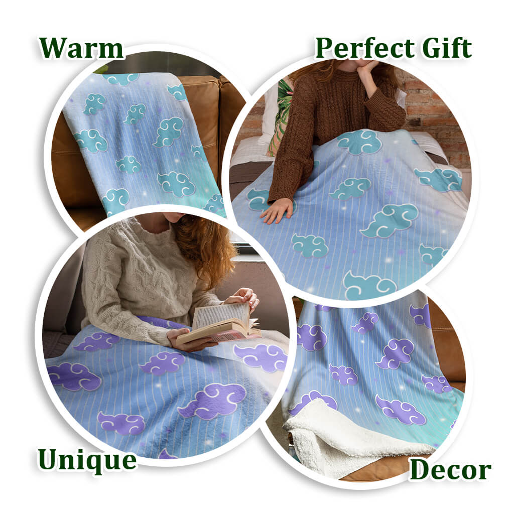 Creative colorful cloud pattern blanket, soft and comfortable