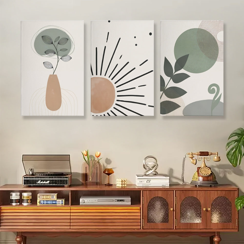 Bohemian Style Abstract Painting,Triple Frameless Canvas Painting