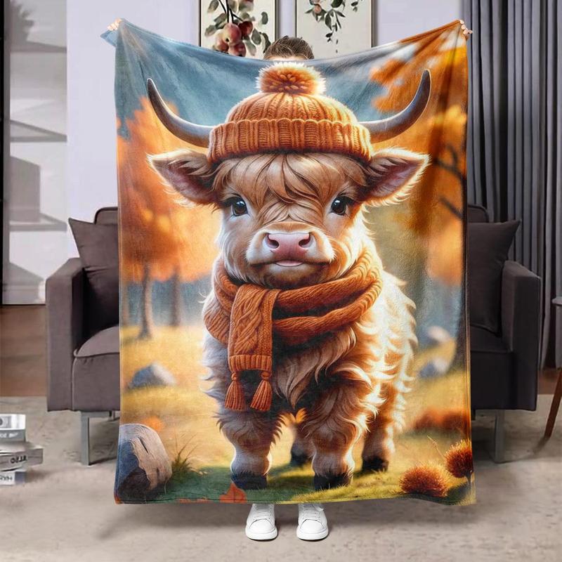 Cozy Cow Themed Throw Blanket Soft Warm Decor