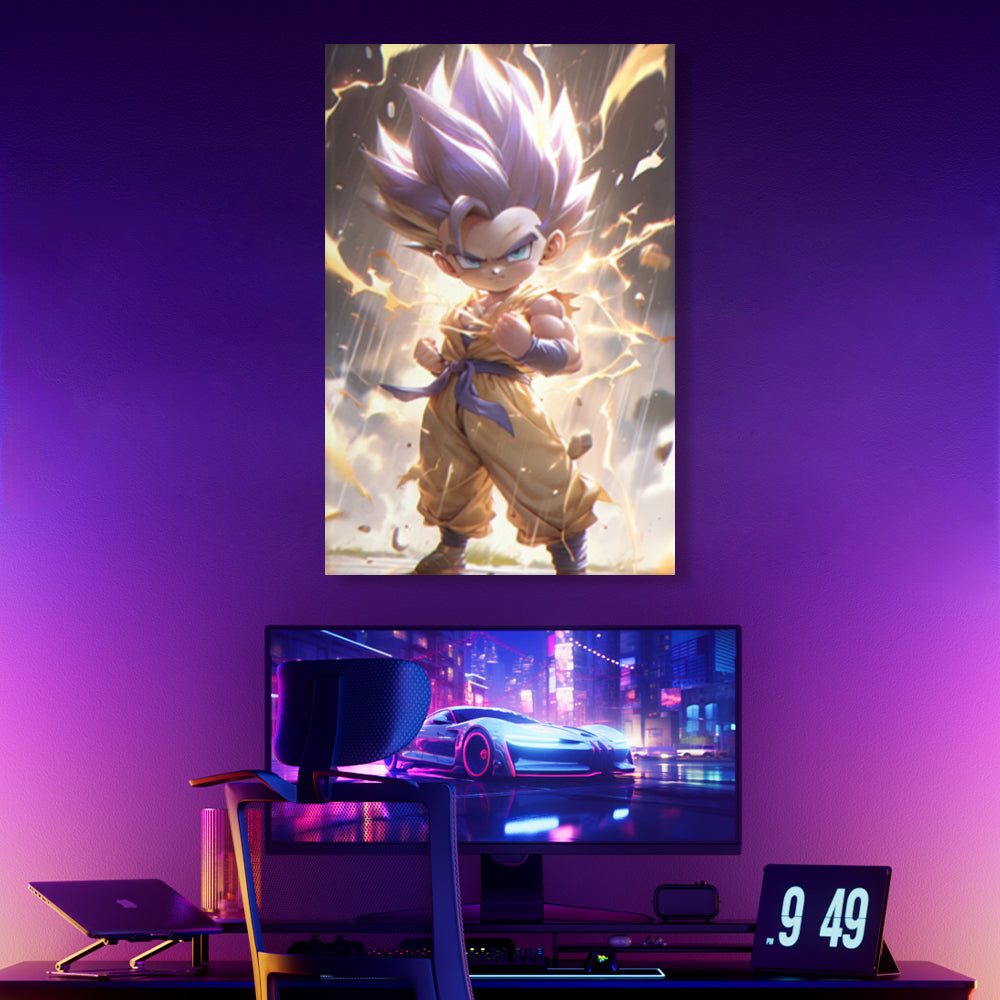 Super Saiyan Creative Pattern,Triple Frameless Canvas Painting.