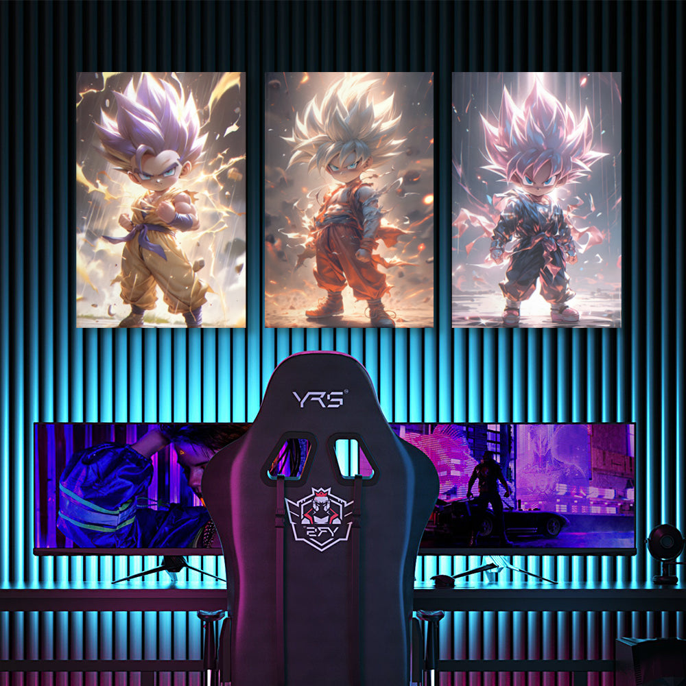Super Saiyan Creative Pattern,Triple Frameless Canvas Painting.