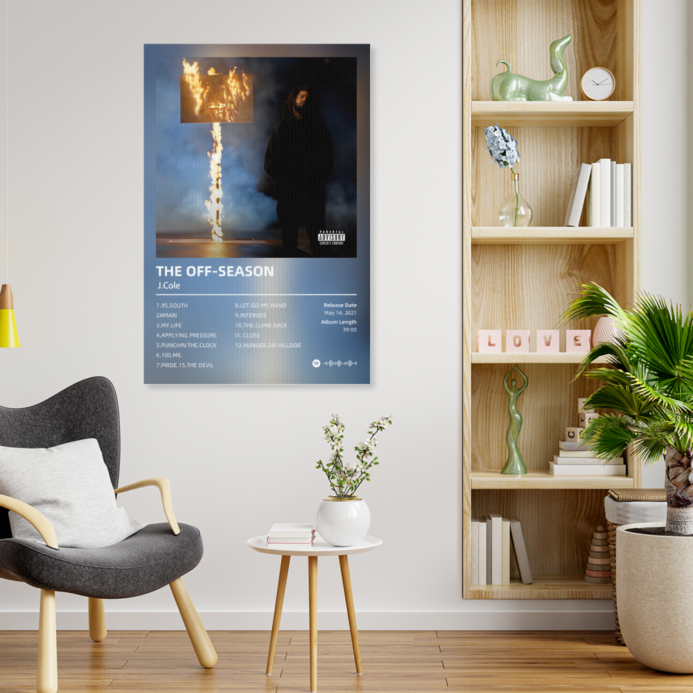 J.Cole Album Poster,Triple Frameless Canvas Painting