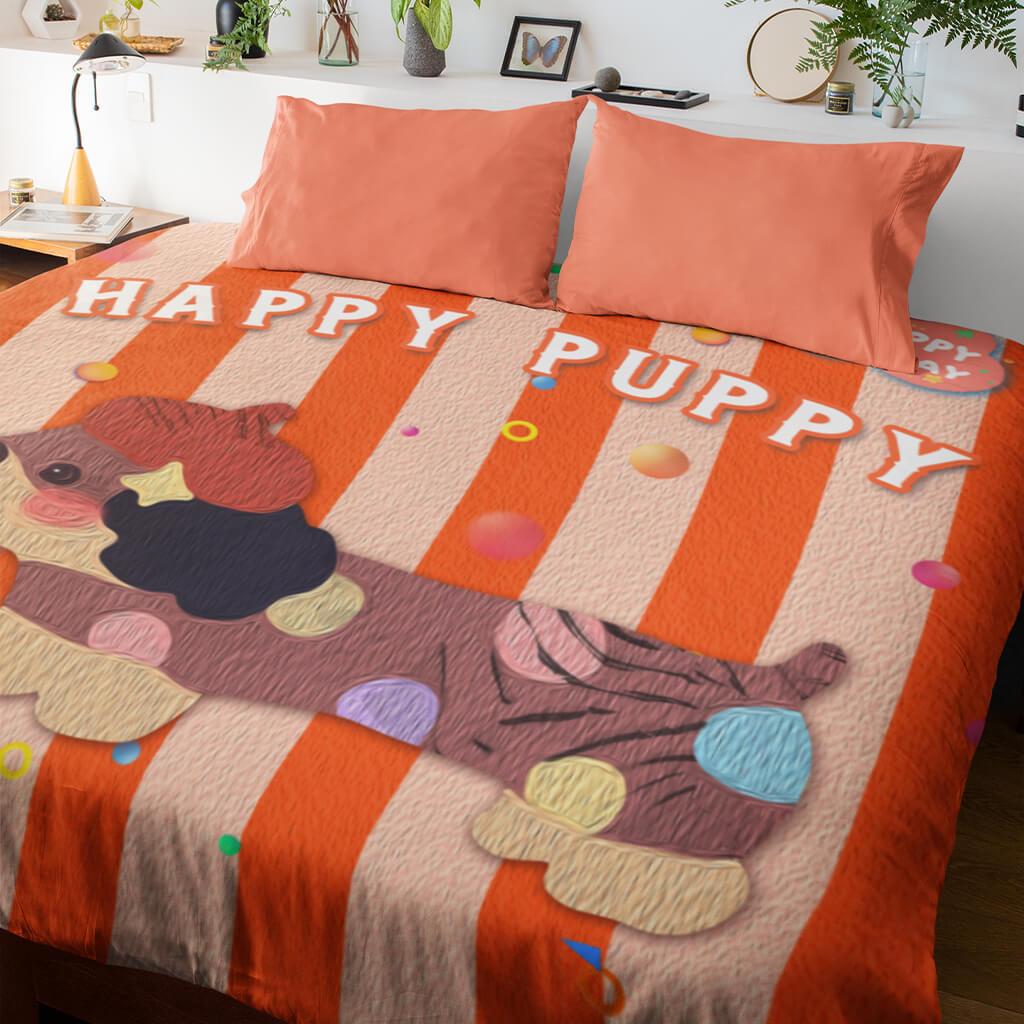 Vertical striped oil painting style dachshund blanket soft and comfortable