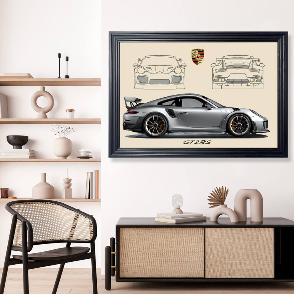 Car Model Creative Pattern, Horizontal Framed Simple Decorative Canvas Painting