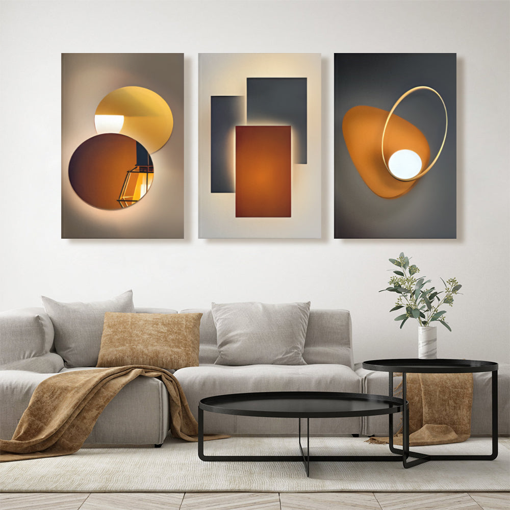 Modern Light Luxury Decorative Pattern, Triple Frameless Canvas Painting