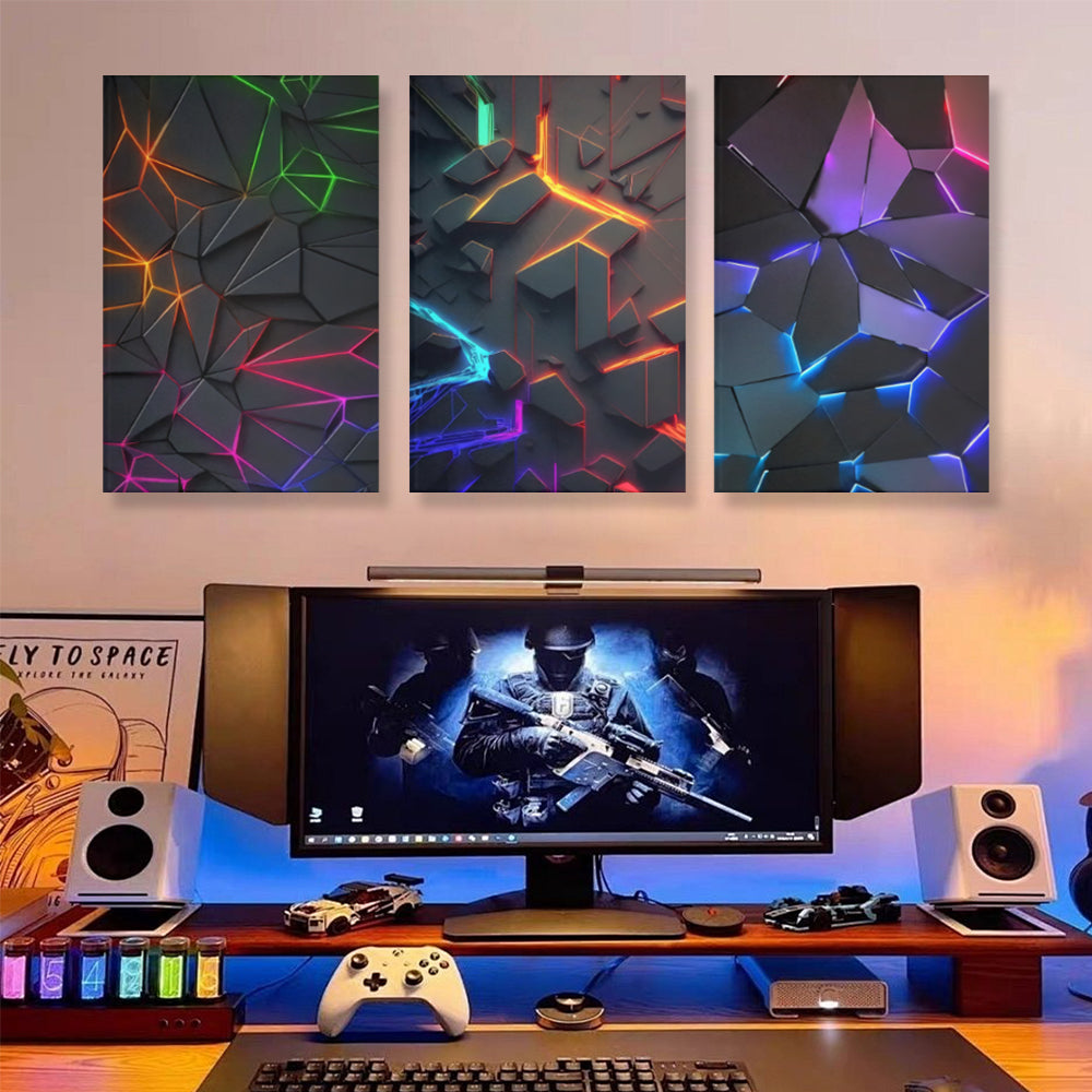 Technology cool creative pattern,Triple Frameless Canvas Painting.