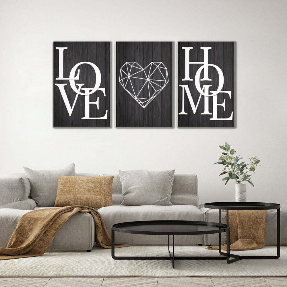 Love Home Creative Pattern,Triple Frameless Canvas Painting.