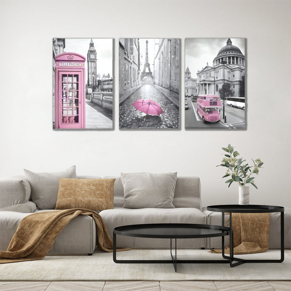 Architectural Creative Pattern,Triple Frameless Canvas Painting