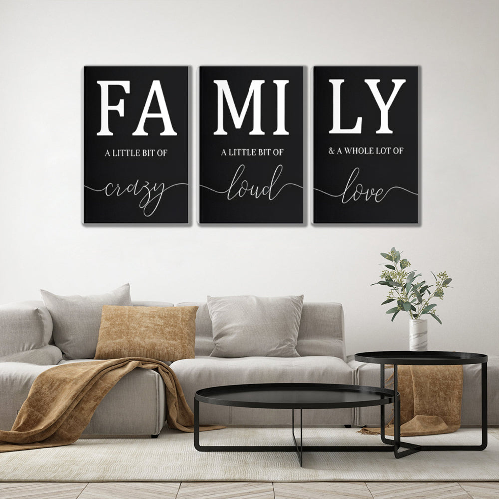 Creative Letter Family Pattern,Triple Frameless Canvas Painting.