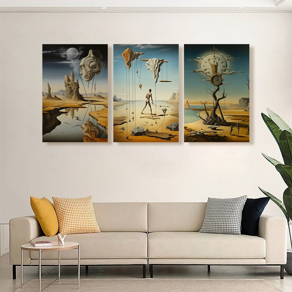 Abstract Pattern,Triple Frameless Canvas Painting