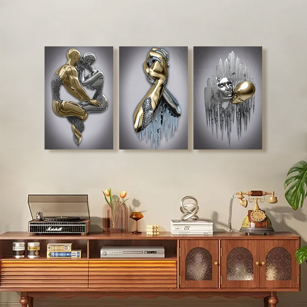 Abstract Creative Design,Triple Frameless Canvas Painting