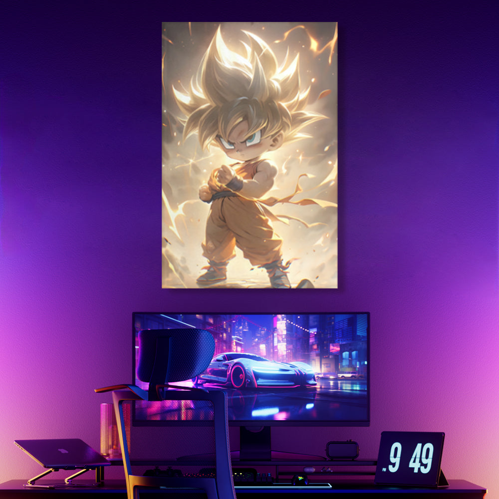 Super Saiyan Creative Pattern,Triple Frameless Canvas Painting.