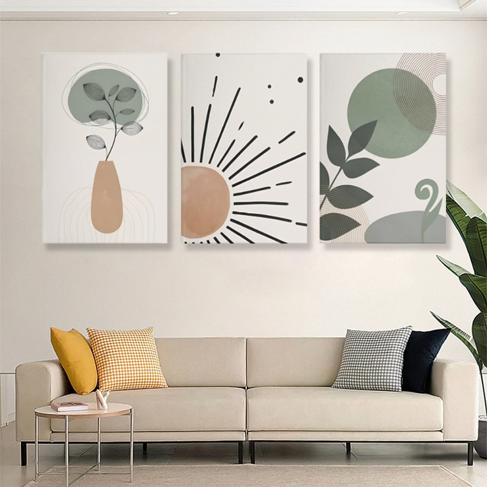 Bohemian Style Abstract Painting,Triple Frameless Canvas Painting