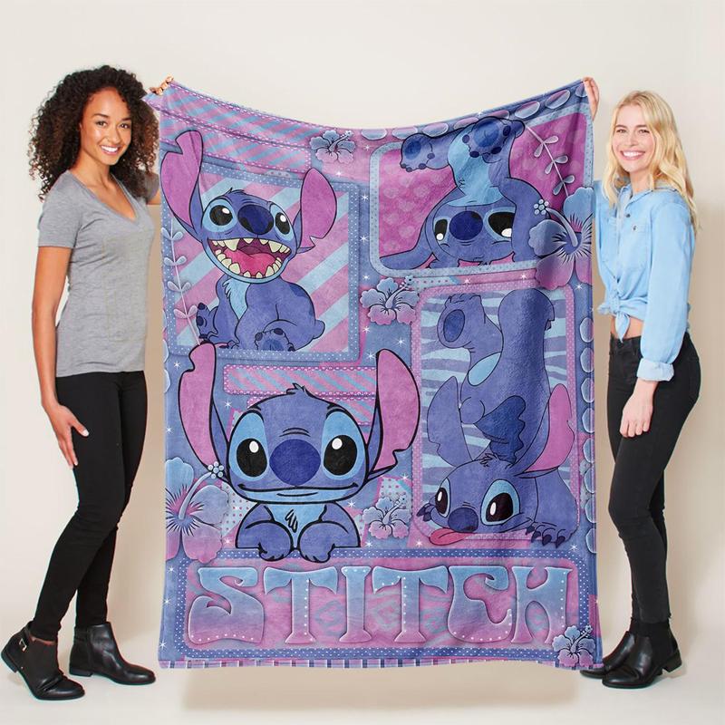 Cartoon Stitch Pattern Soft Comfortable Throw Flannel Blanket