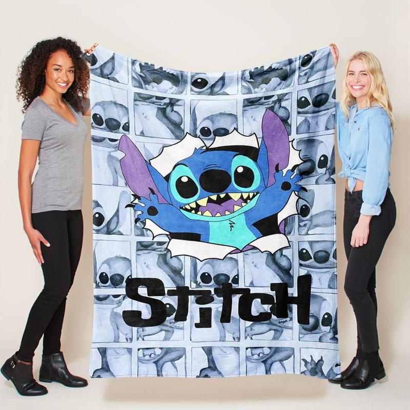 Disney Cartoon Stitch Pattern Soft Comfortable Throw Flannel Blanket
