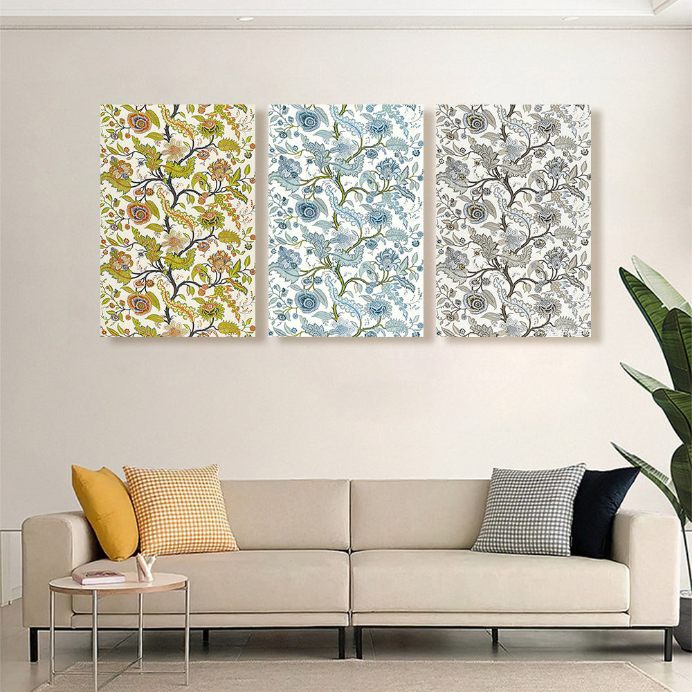Simple Flower Pattern,Triple Frameless Canvas Painting.