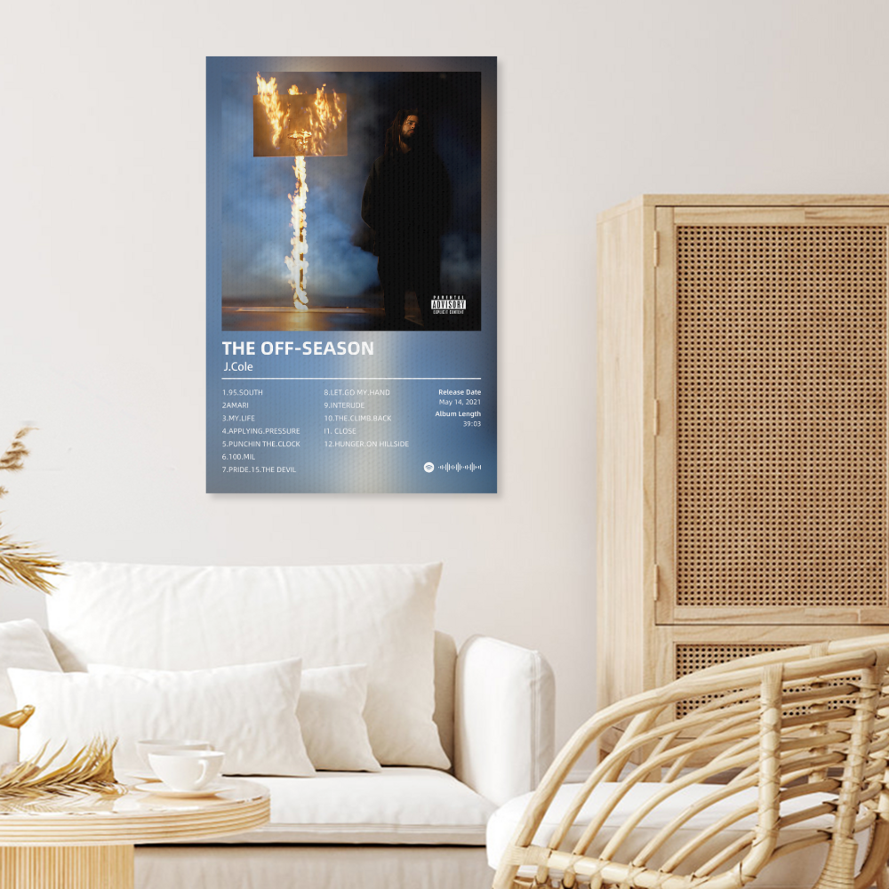 J.Cole Album Poster,Triple Frameless Canvas Painting