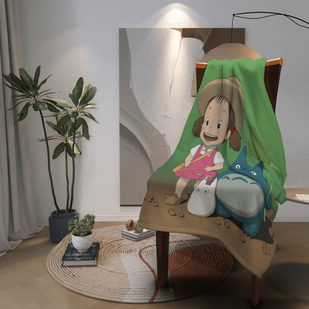 My Neighbor Totoro pattern blanket, soft and comfortable