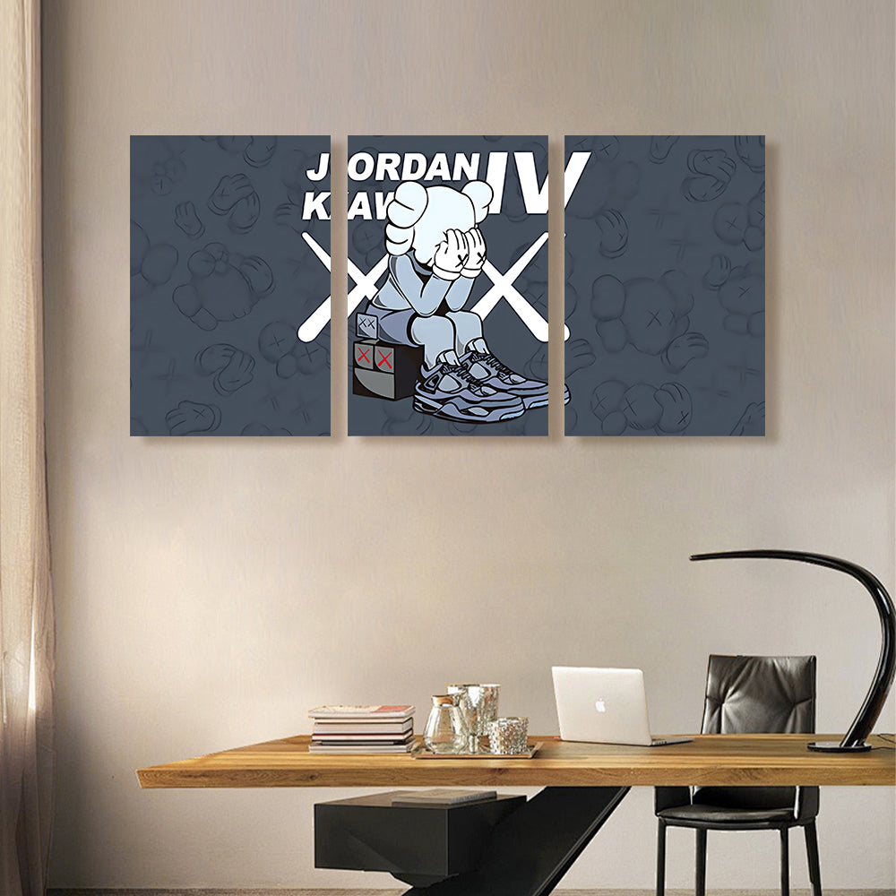 Bear Covering Face Funny Creative,Triple Frameless Canvas Painting